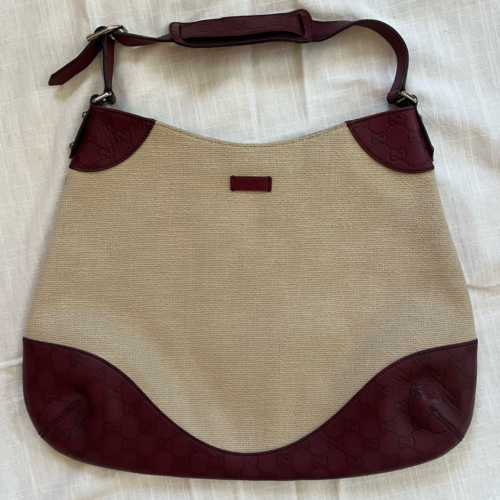 *FINAL SALE* GUCCI Large Cream Bordeaux Hobo Bag